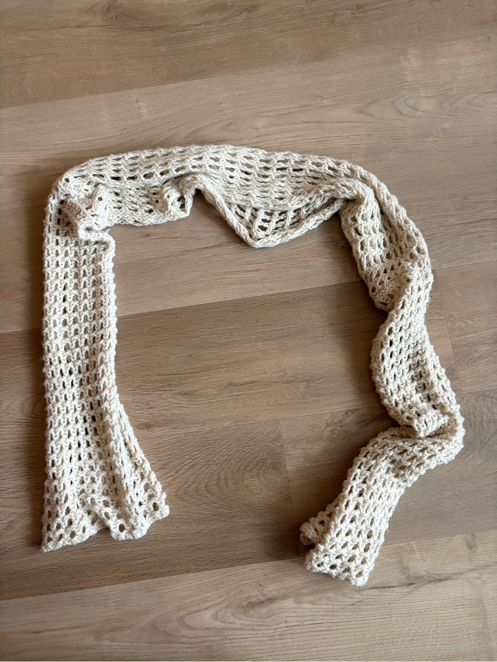 Cream Open-Knit Lightweight Scarf